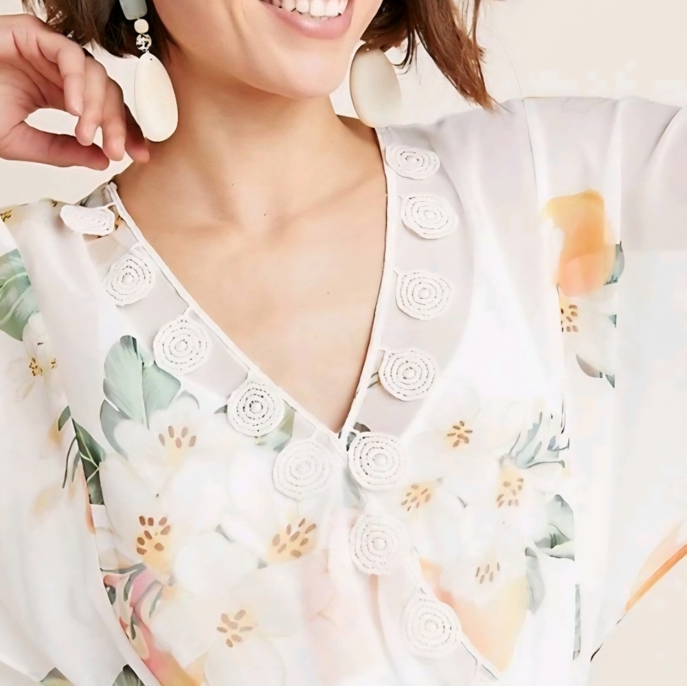 FARM RIO Floral White Dress Xl - Picture 5 of 11